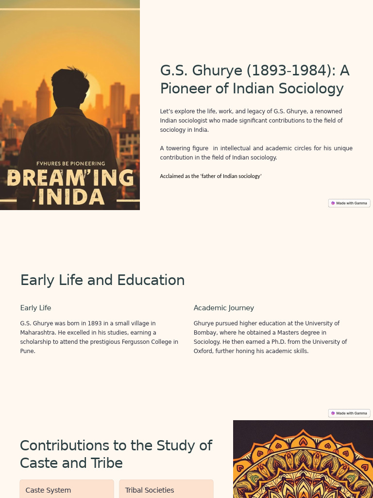 G.S. Ghurye: Father of Indian Sociology | PDF | Sociology | Caste