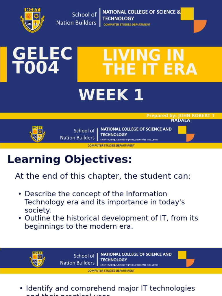 Living in It Era Week 1 | PDF | Information | Data
