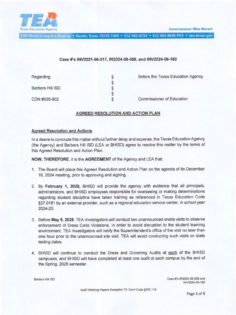 TEA Resolution Agreemet - Executed | PDF | Regulatory Compliance ...
