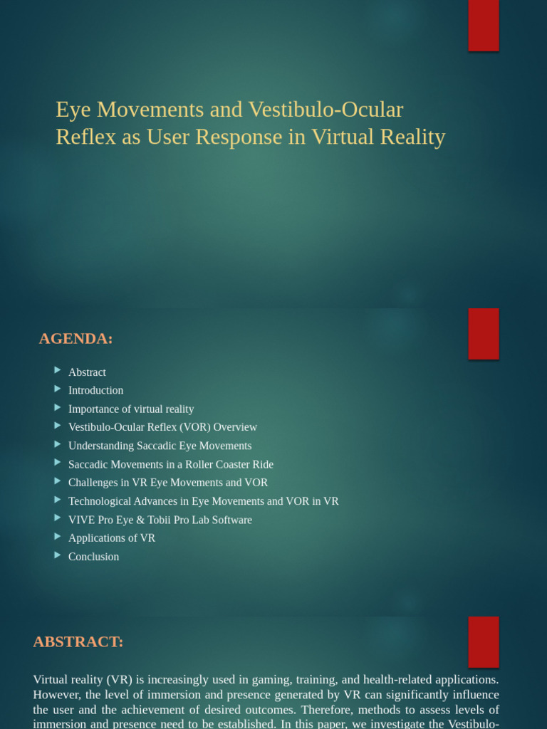 VOR and Eye Movements in Virtual Reality | PDF | Virtual Reality | Htc Vive
