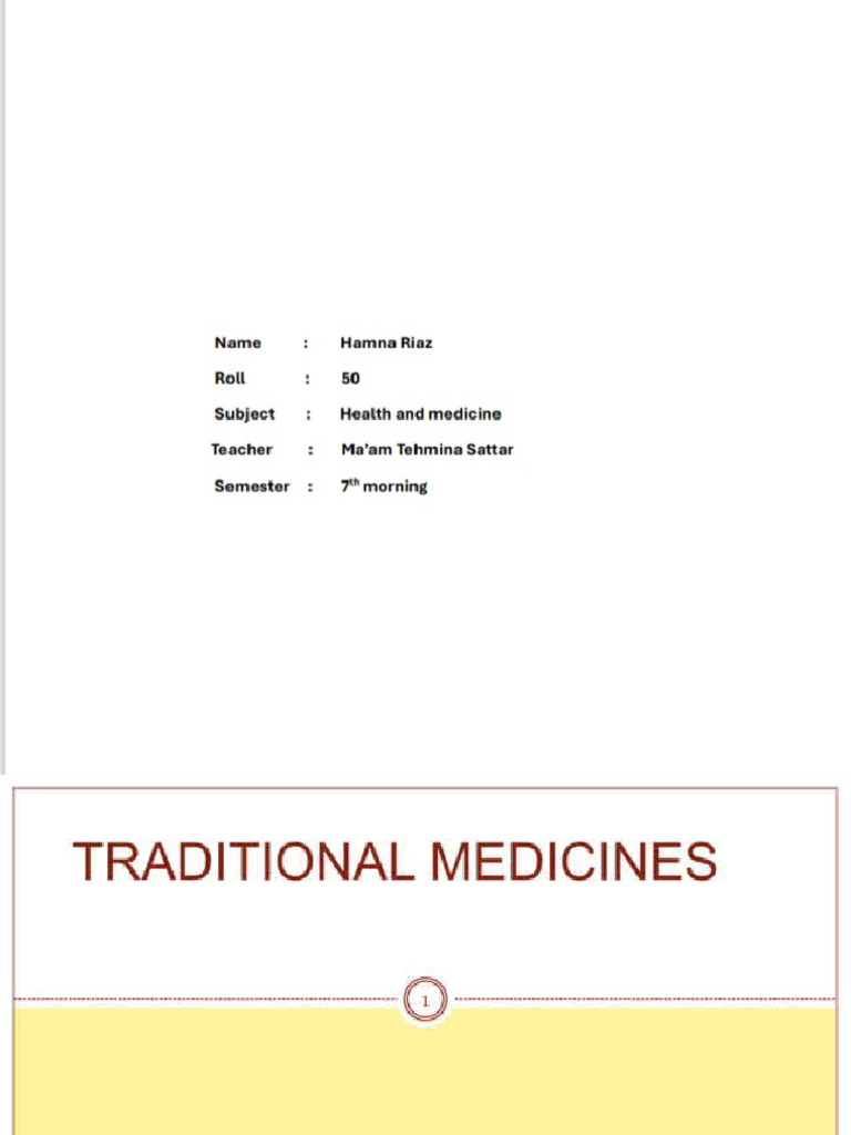 Hamna Riaz (50) differences between traditional and modern medicine 1 ...