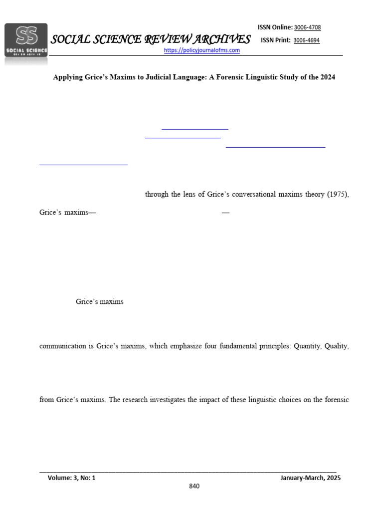Grice’s Maxims in Judicial Language Analysis | PDF | Linguistics ...