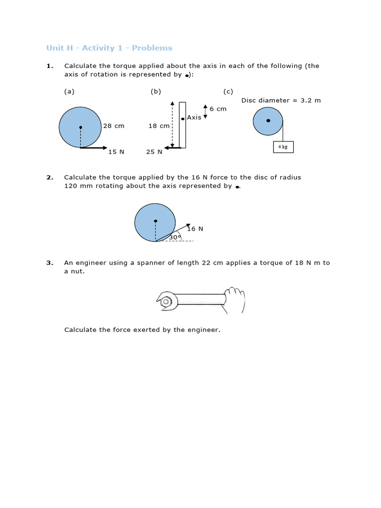 Unit H - Activity 1 - Problems | PDF