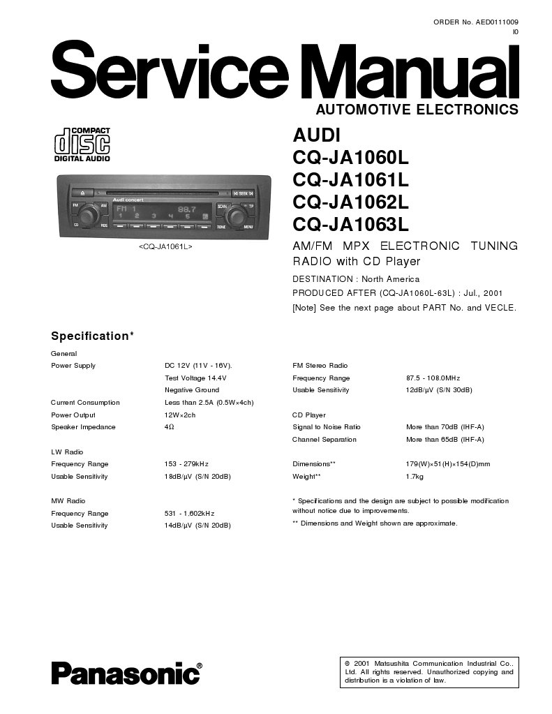 Concert2 Panasonic Cq Ja1062l
