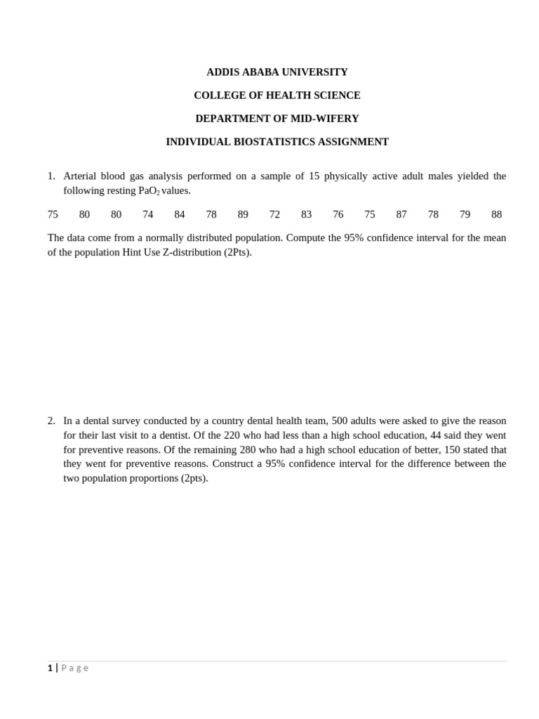 Individual Assignment For MW Nurse Students | PDF | Confidence Interval ...