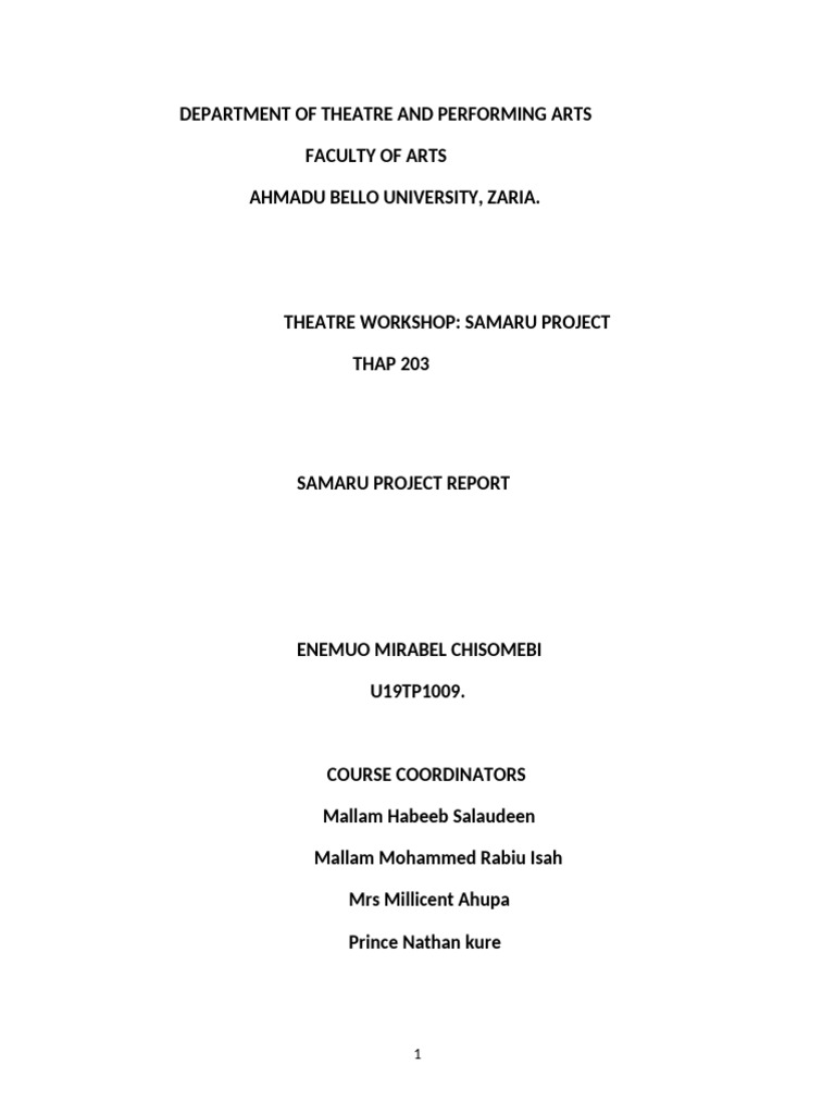 Samaru Project Community Theatre Report | PDF