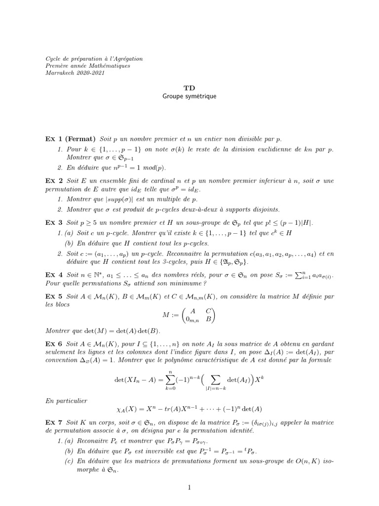 Cycle de préparation Agrégation Mathématiques | PDF | Concepts ...