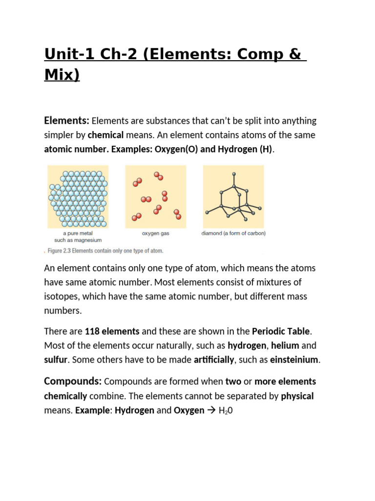 Elements, Compounds, and Mixtures Explained | PDF | Chemical Substances ...