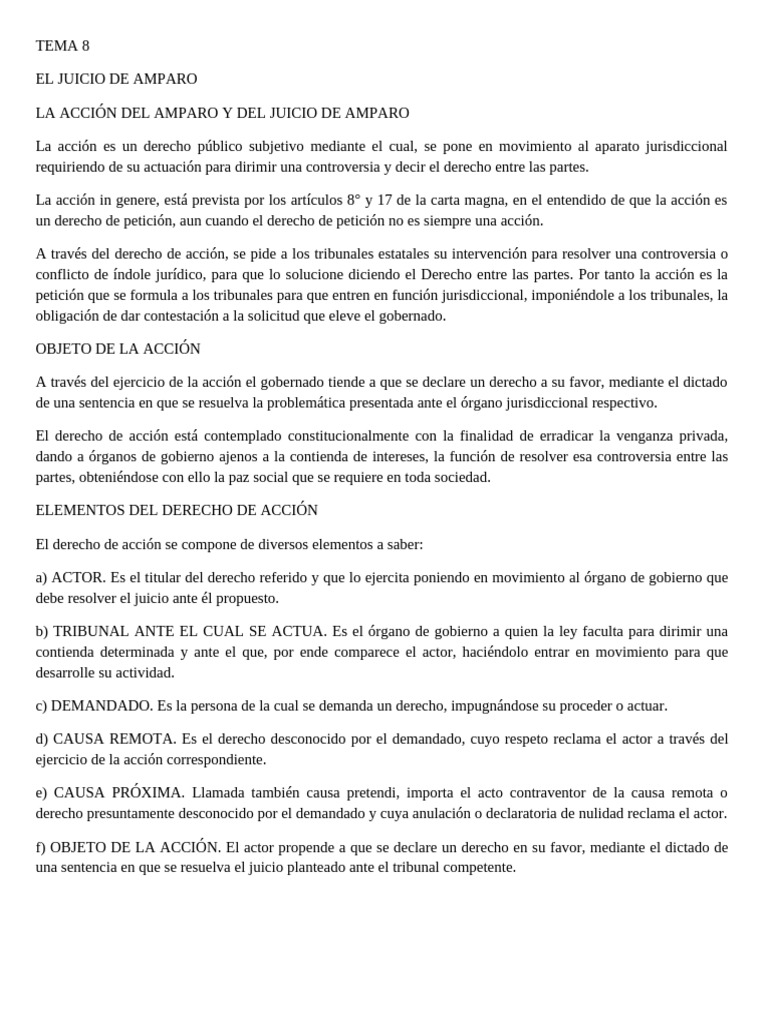 Elementos del Juicio de Amparo | PDF | Judicaturas | Derecho Constitucional