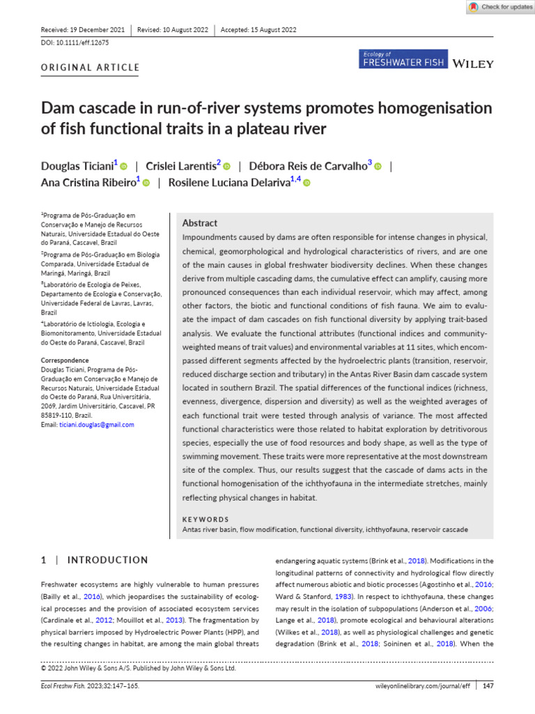 Fish Diversity Impacted by Dam Cascades | PDF | River | Dam