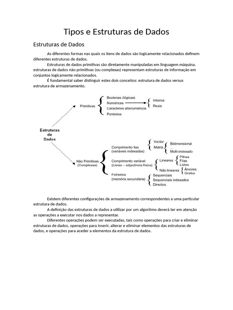 Estruturas e Tipos de Dados em Algoritmos | PDF | Estrutura de dados ...