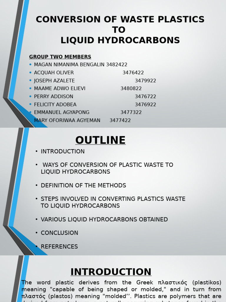 Conversion of Waste Plastics To Liquid Hydrocarbons (GH) | PDF ...
