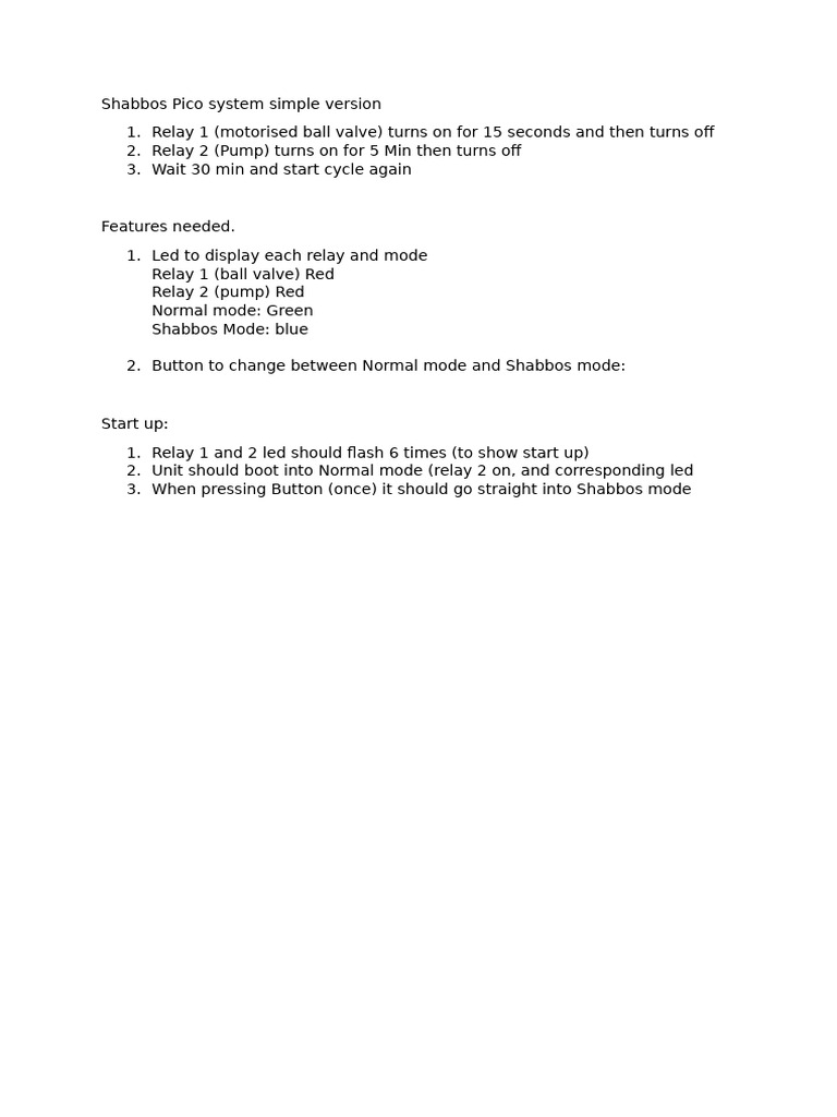 Simple Shabbos Pico System Guide | PDF
