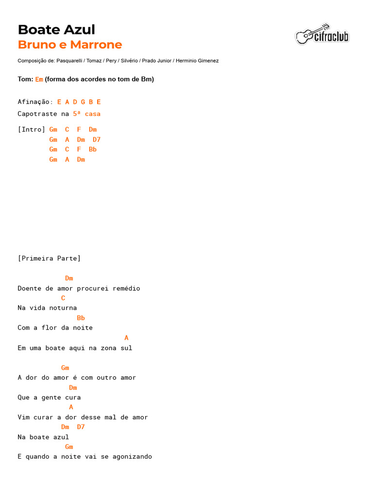 Letra e Acordes de Boate Azul | PDF