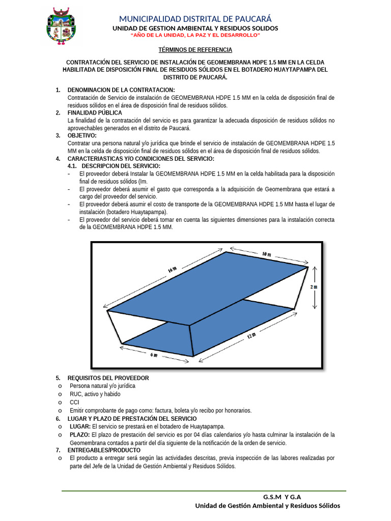 005 TDR Servicio de Instalacion de Geomembrana Hdpe | PDF