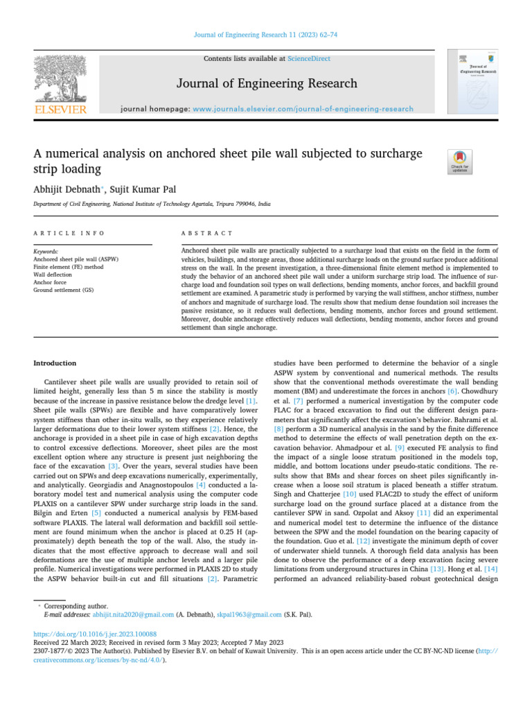 Numerical Analysis of Anchored Sheet Pile Walls | PDF | Deep Foundation ...