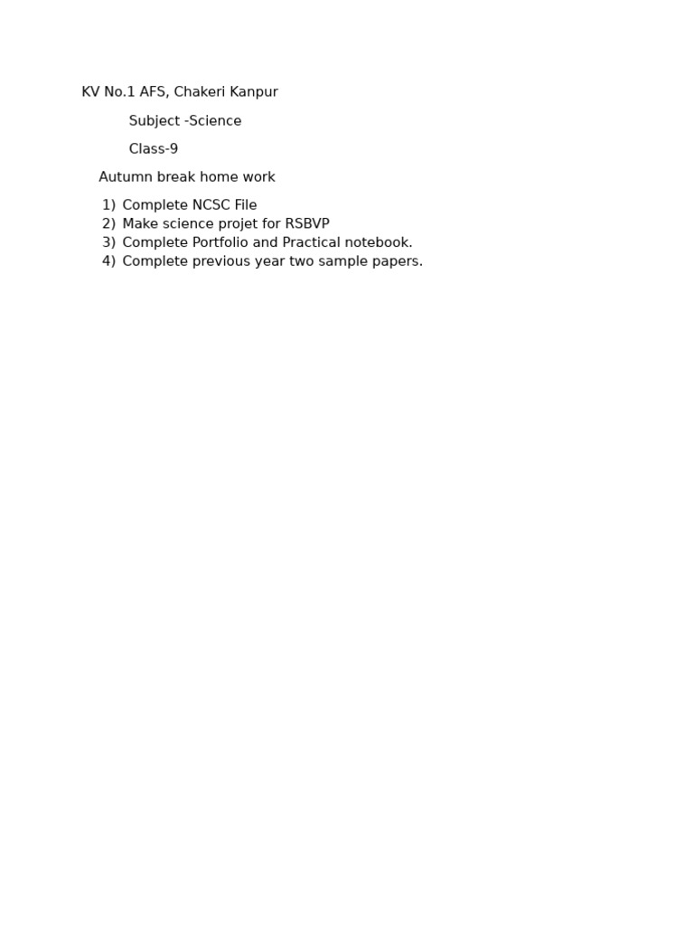 Class 9 Science Homework Tasks | PDF