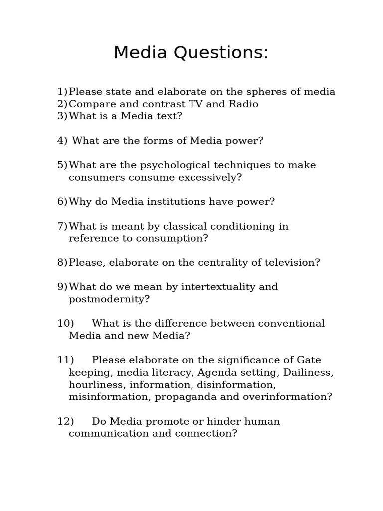 Media Questions | PDF