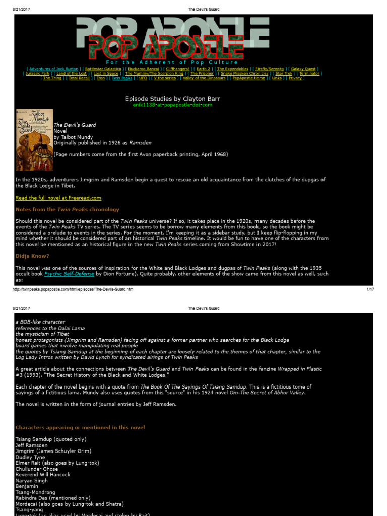 The Devil's Guard: Twin Peaks Connections | PDF | Sodom And Gomorrah