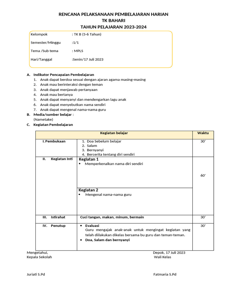 RPPH TK Bahari | PDF