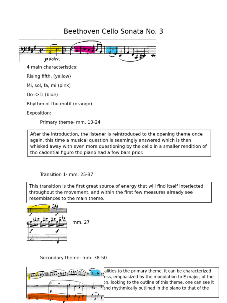 Analysis of Beethoven's Cello Sonata No. 3 | PDF | Compositions ...