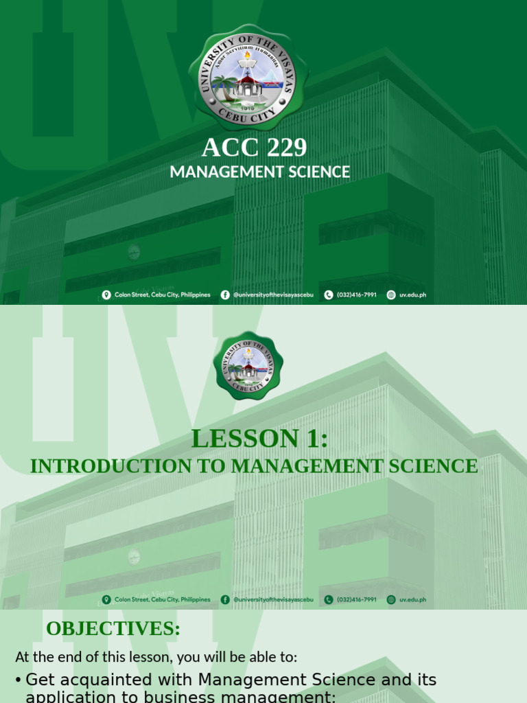 ACC 229 Introduction To Management Science | PDF | Science | Mathematics