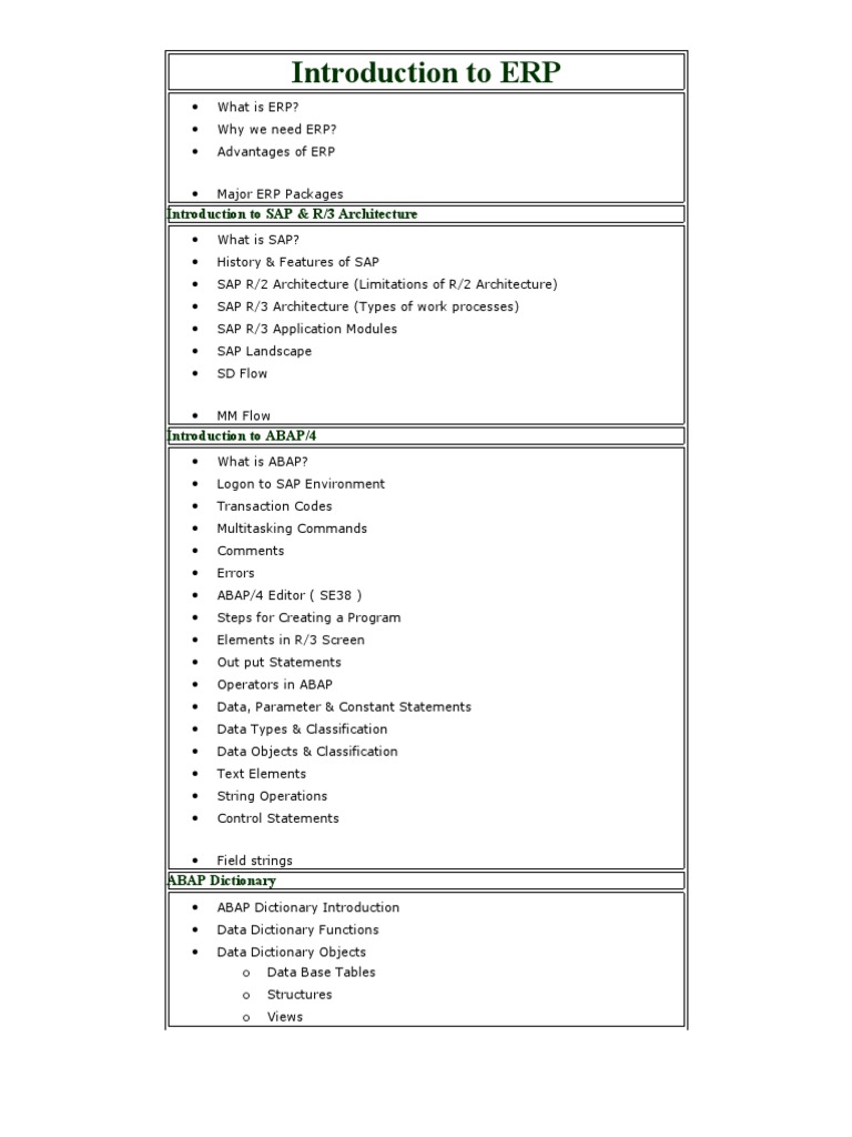Comprehensive Guide to SAP ERP & ABAP | PDF | Information Technology ...