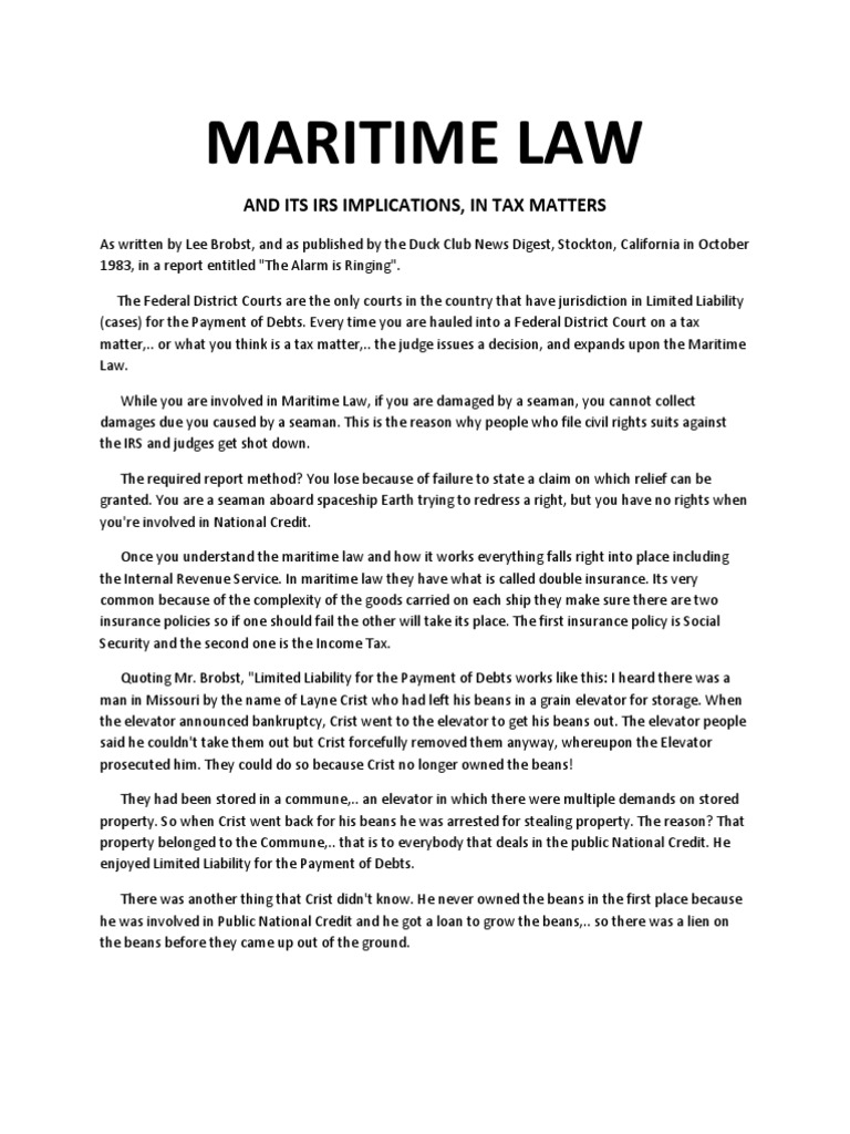 Maritime Law Lamens Terms PDF Admiralty Law Insurance
