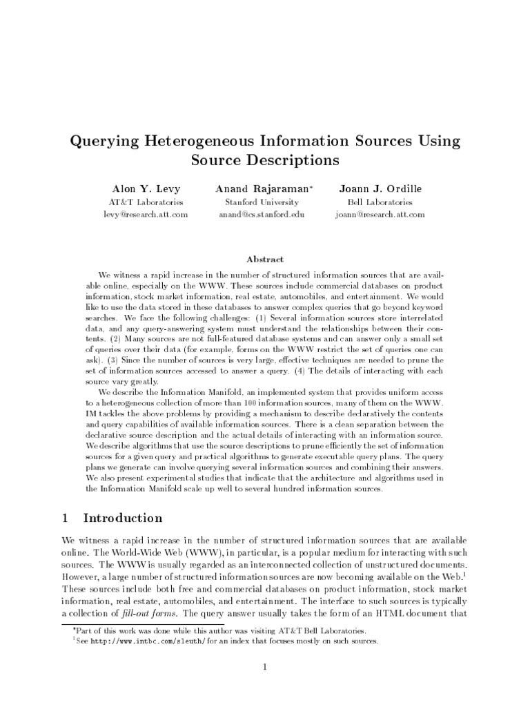 Querying Heterogeneous Data Sources | PDF | Relational Model | Databases