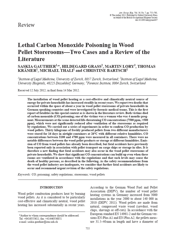 Carbon Monoxide Risks in Pellet Storerooms | PDF | Carbon Dioxide ...