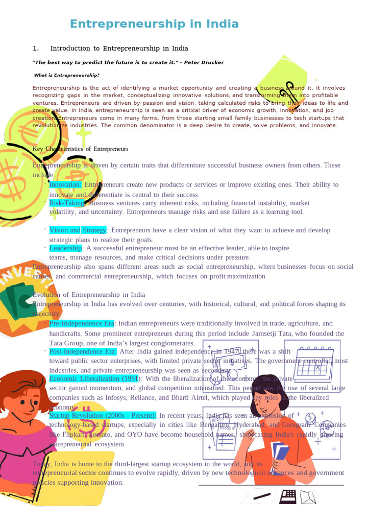 1.Project on Entrepreneurship in India | PDF | Entrepreneurship | Economies