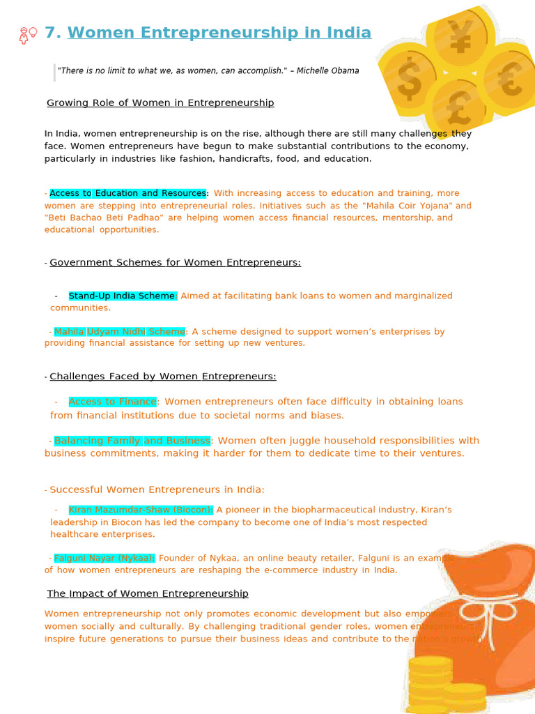 Women Entrepreneurs Rising in India | PDF