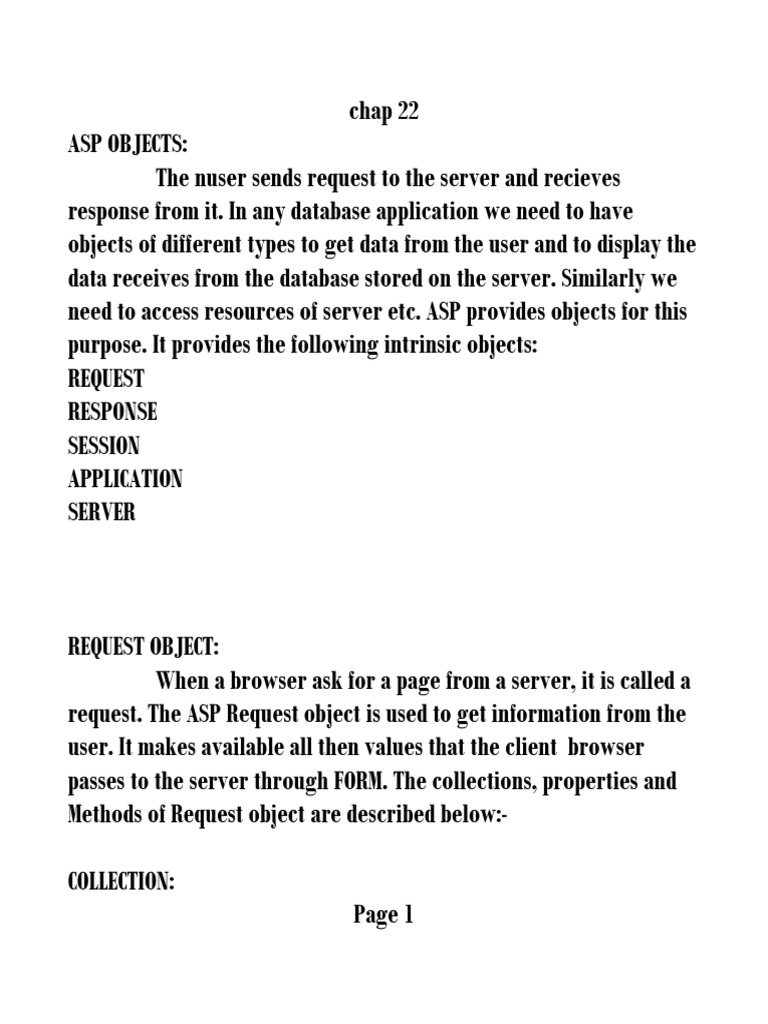 ASP Objects: Request, Response, Application | PDF | Http Cookie | Web ...