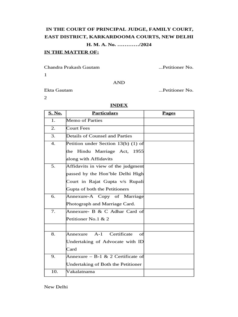 First Motion Draft - Chandra Prakash Gautam | PDF | Affidavit | Marriage