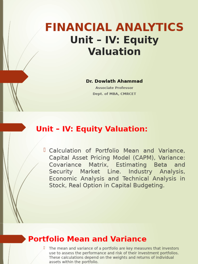 Equity Valuation and Real Options Analysis | PDF | Capital Asset ...