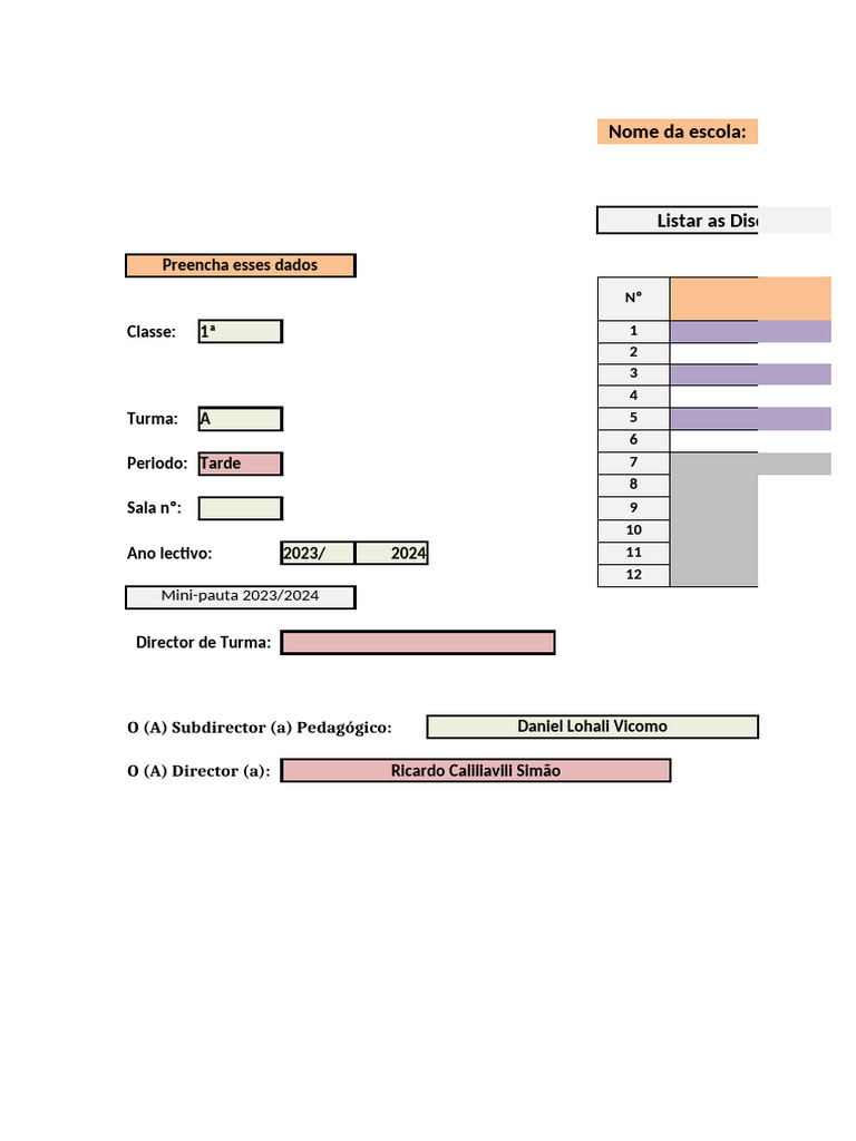 Mini-pauta 2023/2024 - Colégio 1185 | PDF