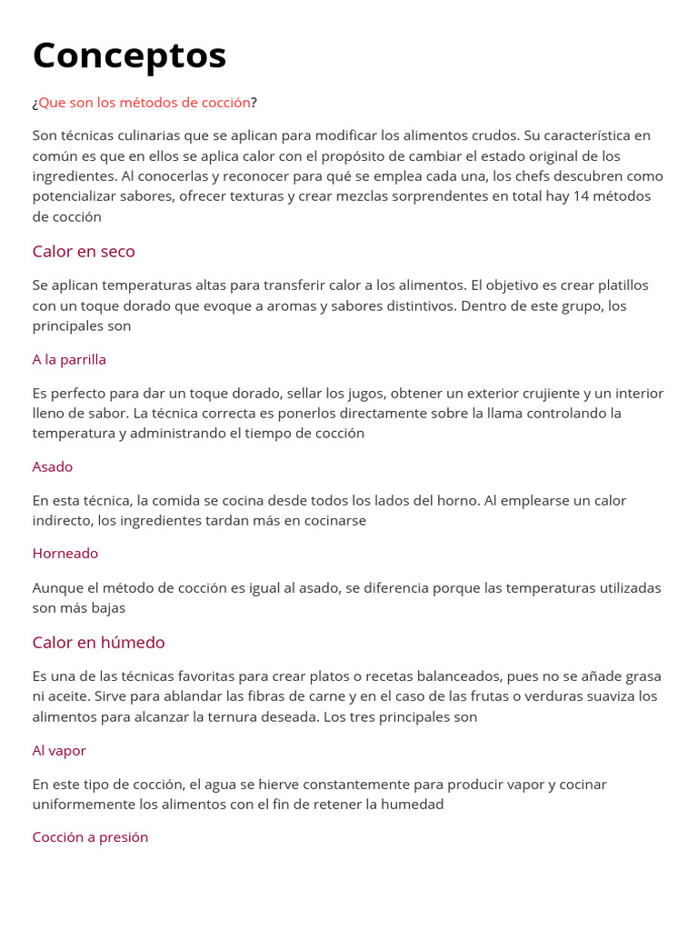 Métodos de Cocción y Conservación de Alimentos | PDF | Cocinando ...