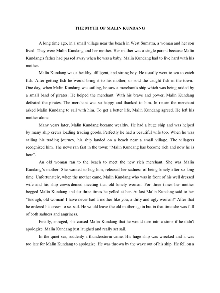 The Myth Of Malin Kundang