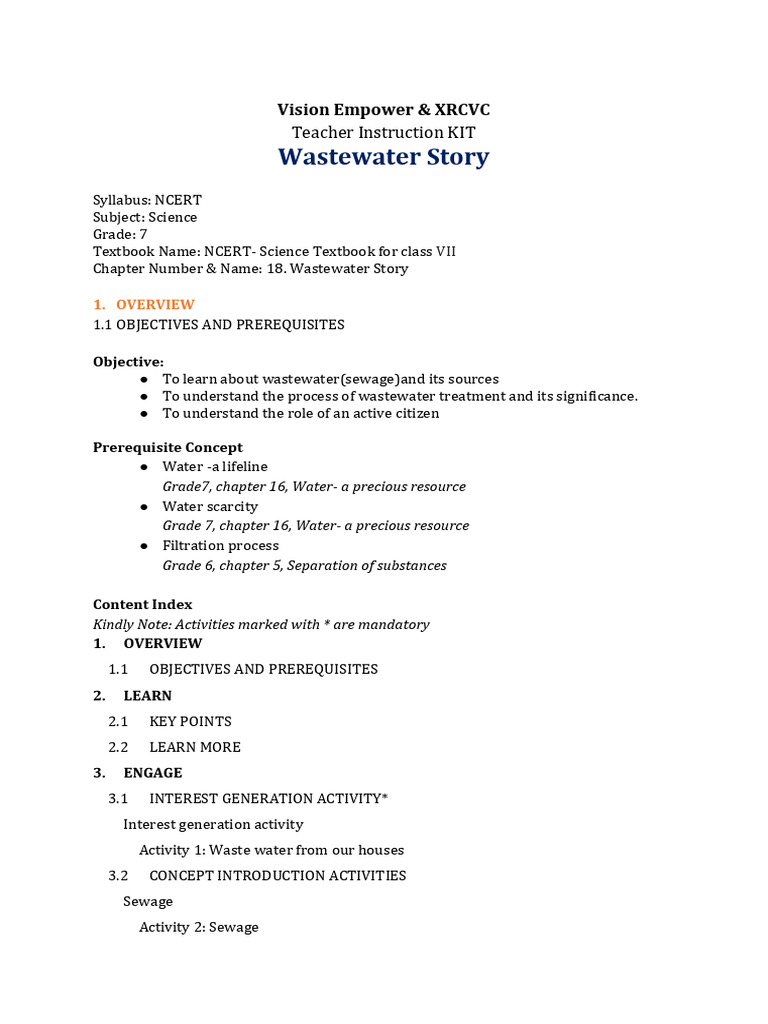 Wastewater Treatment for Grade 7 Science | PDF | Sewage Treatment ...