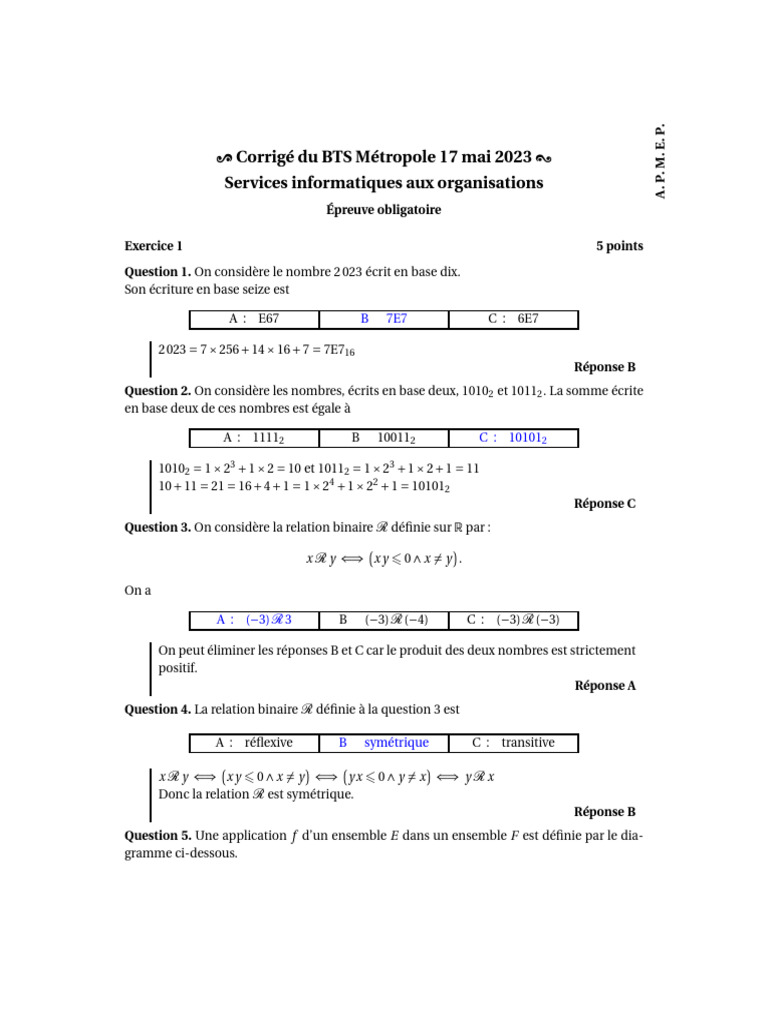 Corrigé Maths BTS SIO 2023 | PDF | Mot de passe
