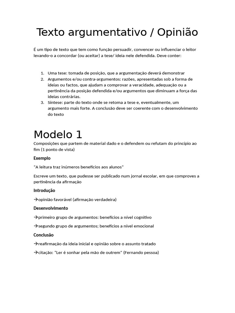 Estrutura Do Texto Argumentativo Pdf Argumento Verdade 