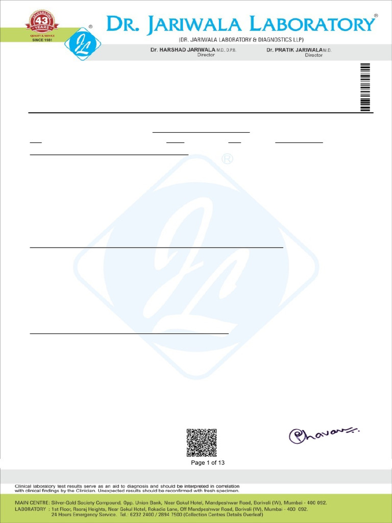 TestReport - Renuka Bohra - 1024055534 | PDF | Infection | Serology