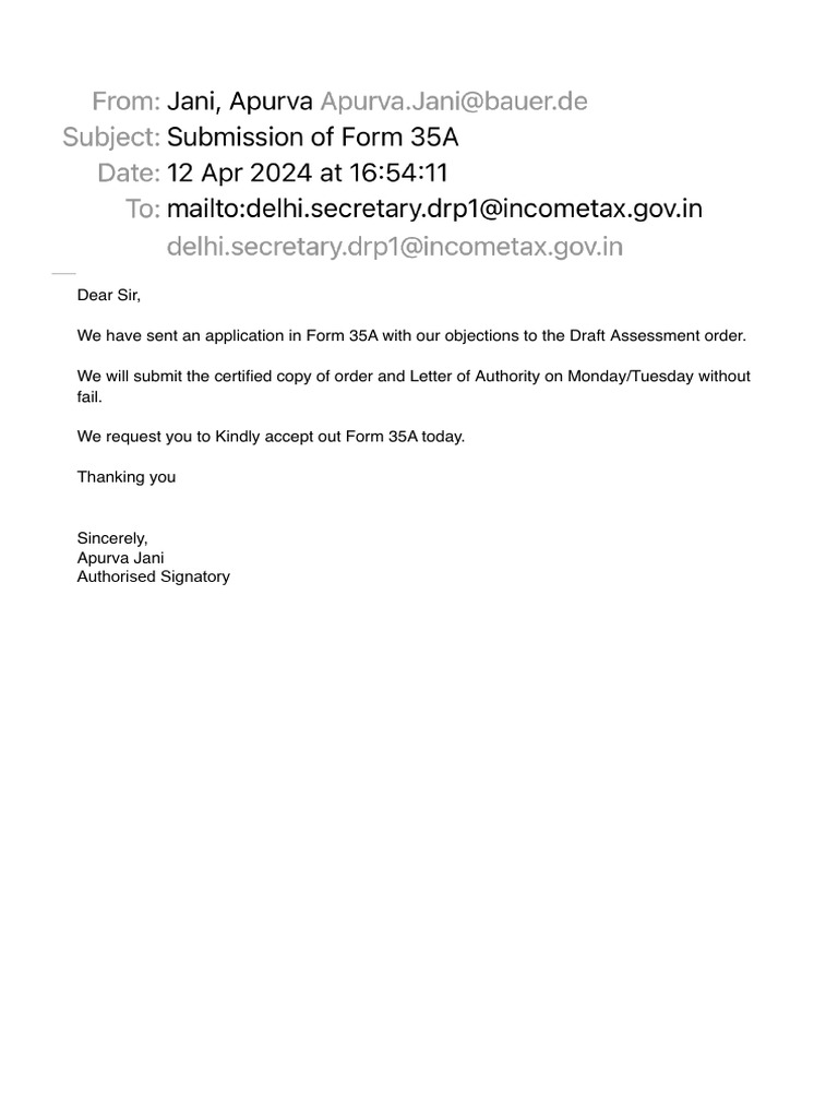 Tax Objection Submission Notice | PDF