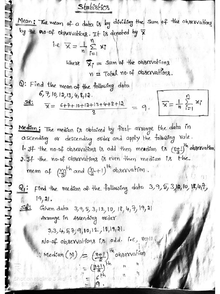 Statistics Notes Compressed | PDF