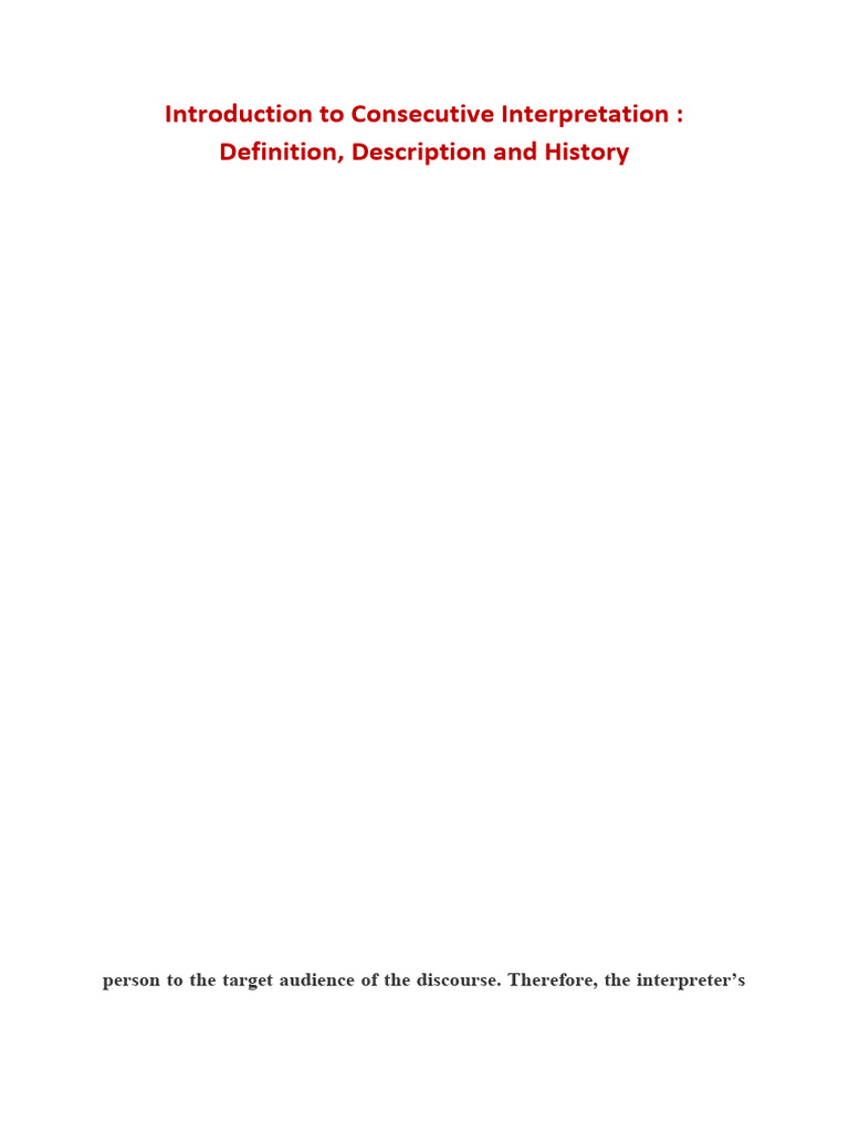 Understanding Consecutive Interpretation | PDF | Language ...