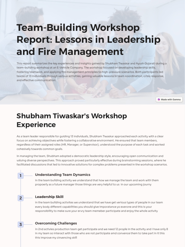 Leadership & Crisis Skills Workshop Report | PDF | Leadership | Team ...