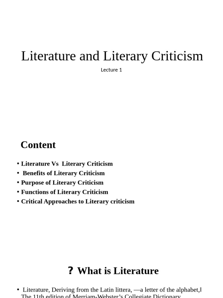 Understanding Literature and Criticism | PDF | Literary Criticism | Genre