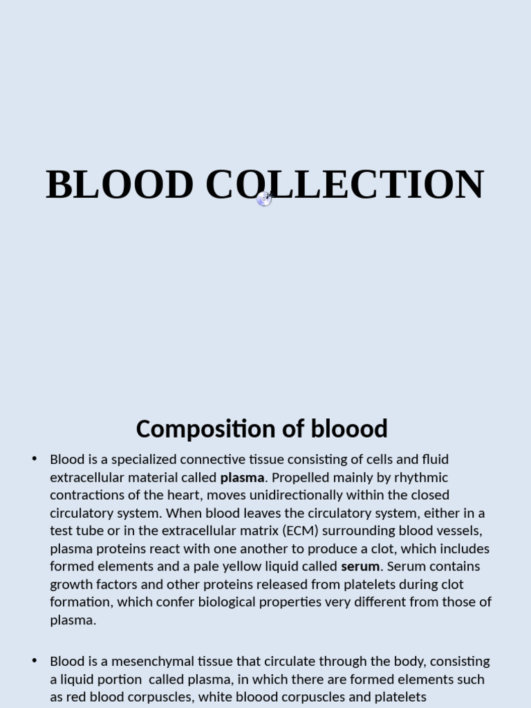 Blood Collection | PDF | Medical Specialties | Blood