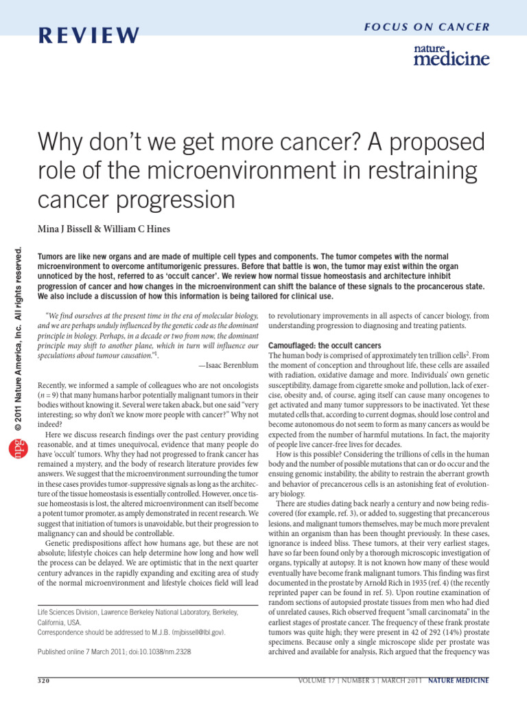 Role of Microenvironment in Cancer Progression | PDF | Fibroblast | Cancer