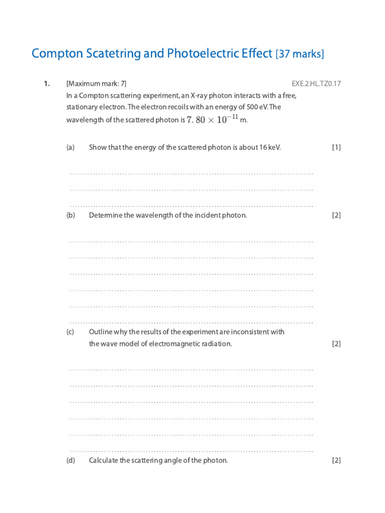 Compton Scattering and Photoelectric Effect | PDF | Electron | Photon